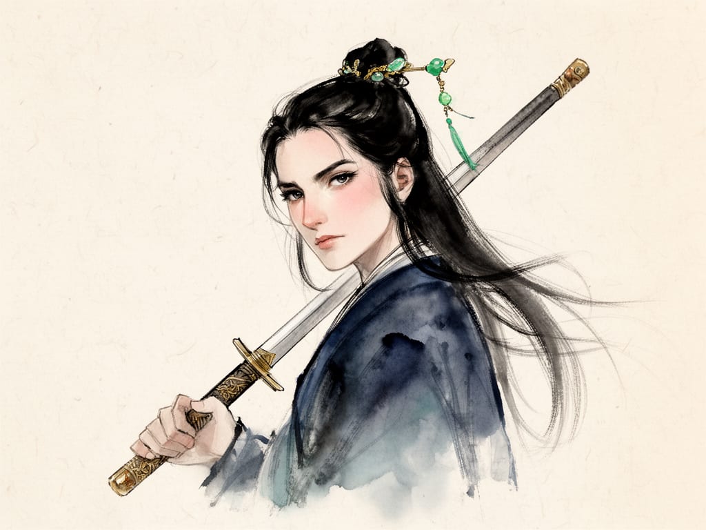 Image: traditional Chinese ink-wash painting, shuimo, wit