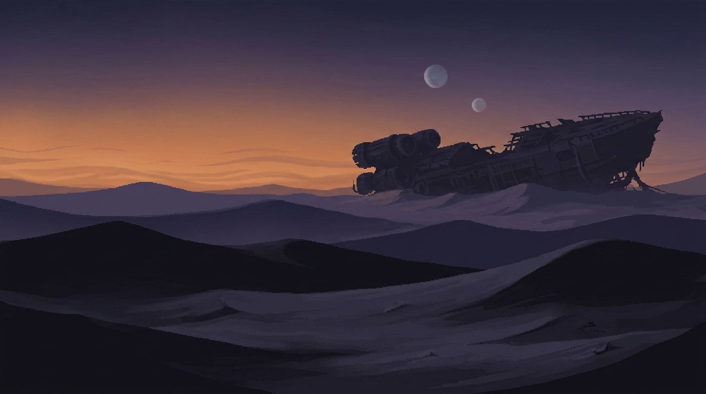Image: Painted parallax background layer for a dark moody