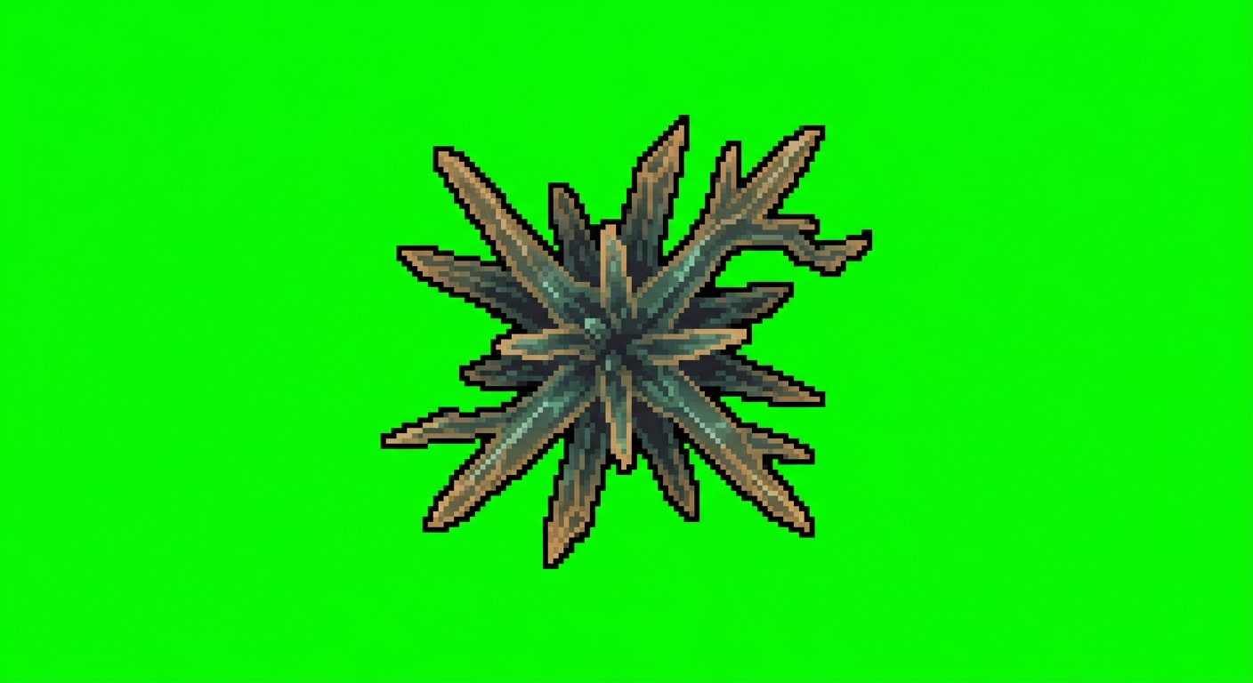 Image: 16-bit pixel art game item sprite: a "duneglass st