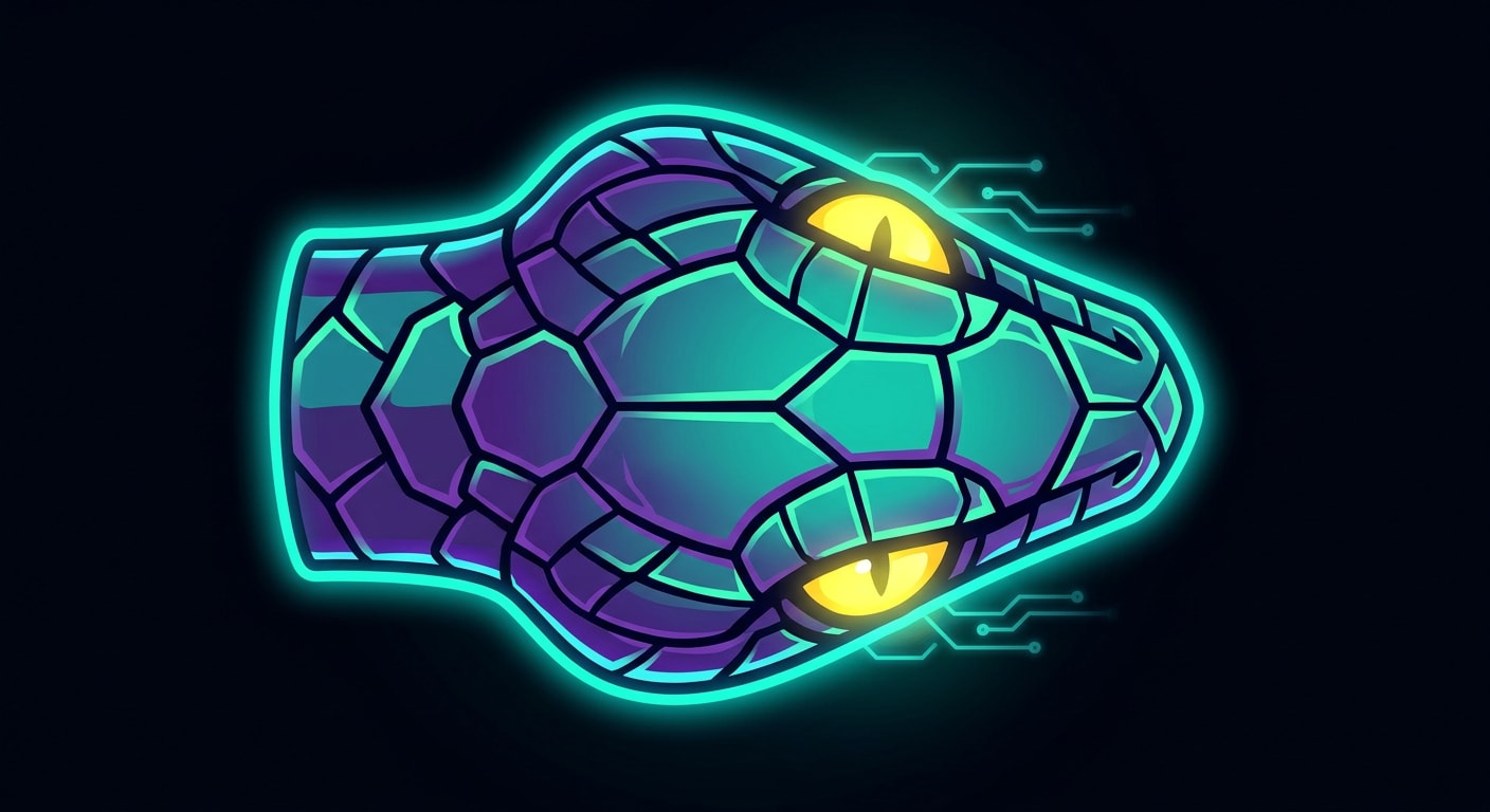 Image: neon arcade snake battle, top-down game asset, hig
