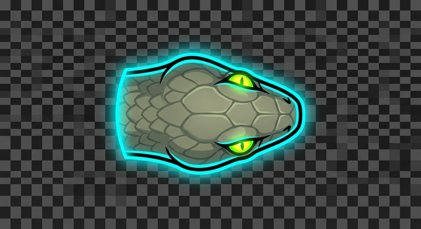 Image: neon arcade snake battle, top-down game asset, hig