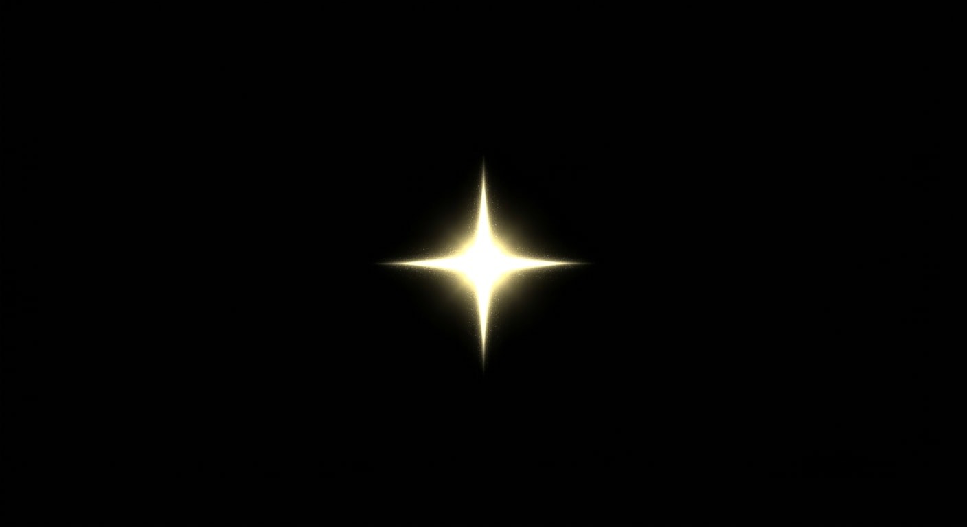 Image: tiny 4-point star spark particle, bright white-yel
