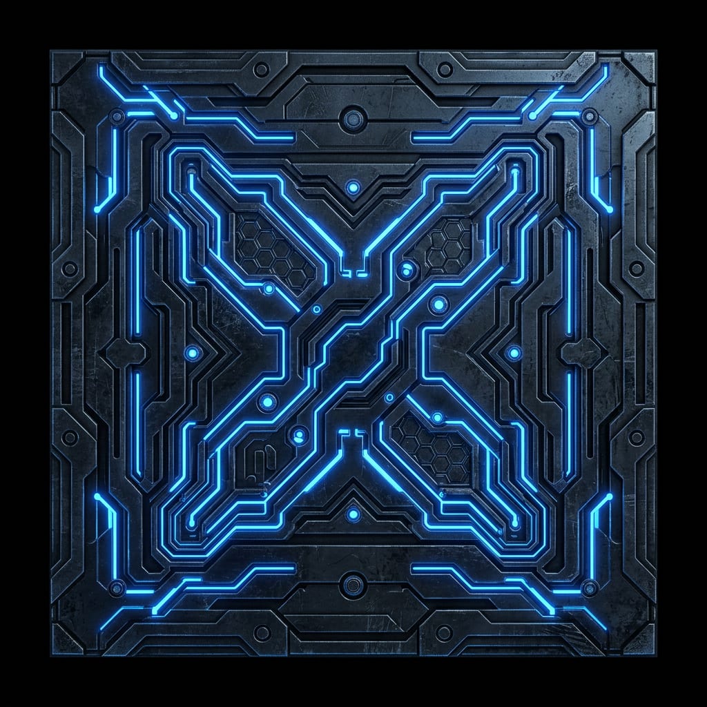 Image: scifi panel tile variant B with blue glow accents,