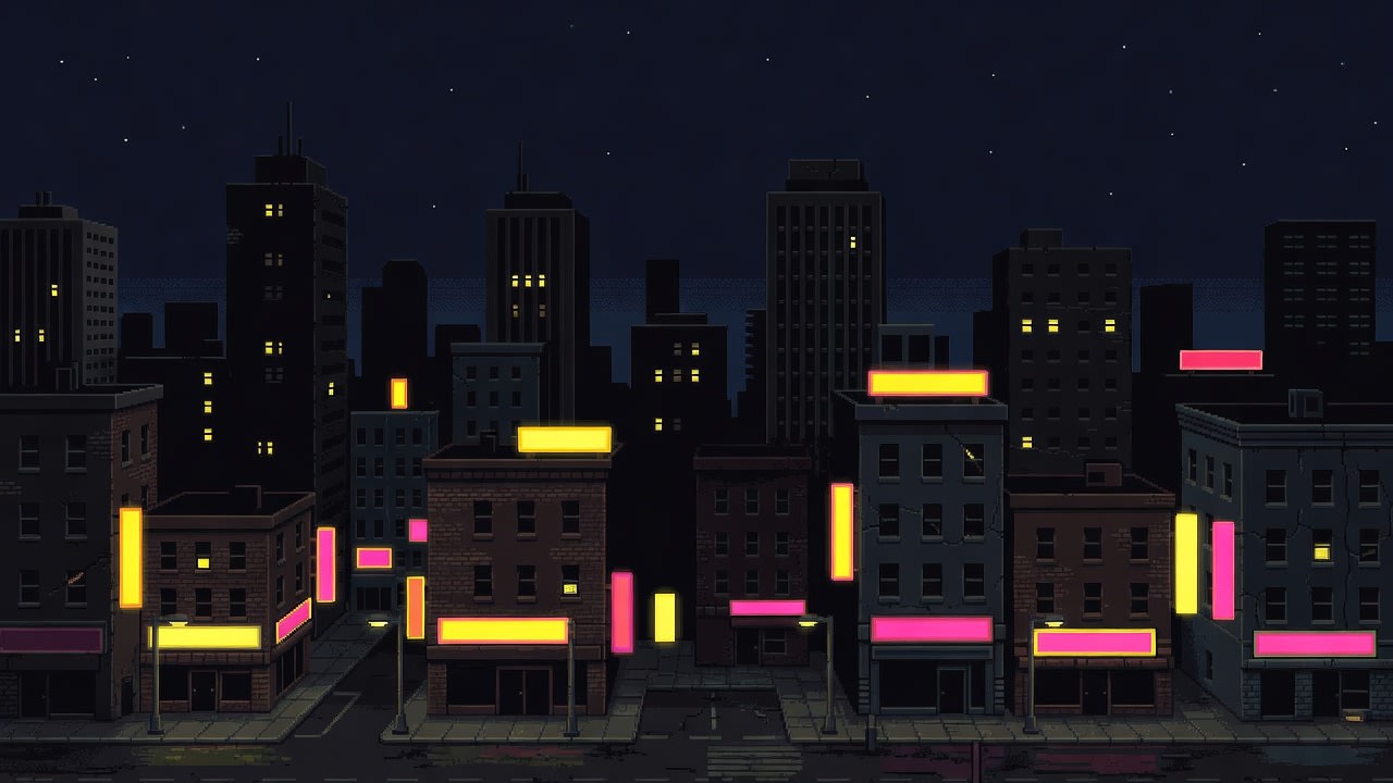 Pixel Art City Background (1 / 4)