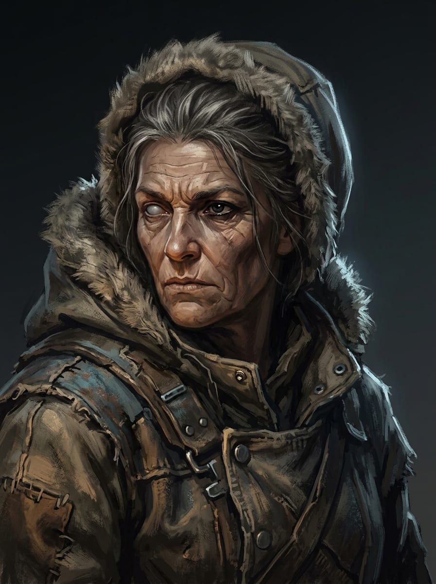 Image: Bust portrait of a hard frost-world settlement lea