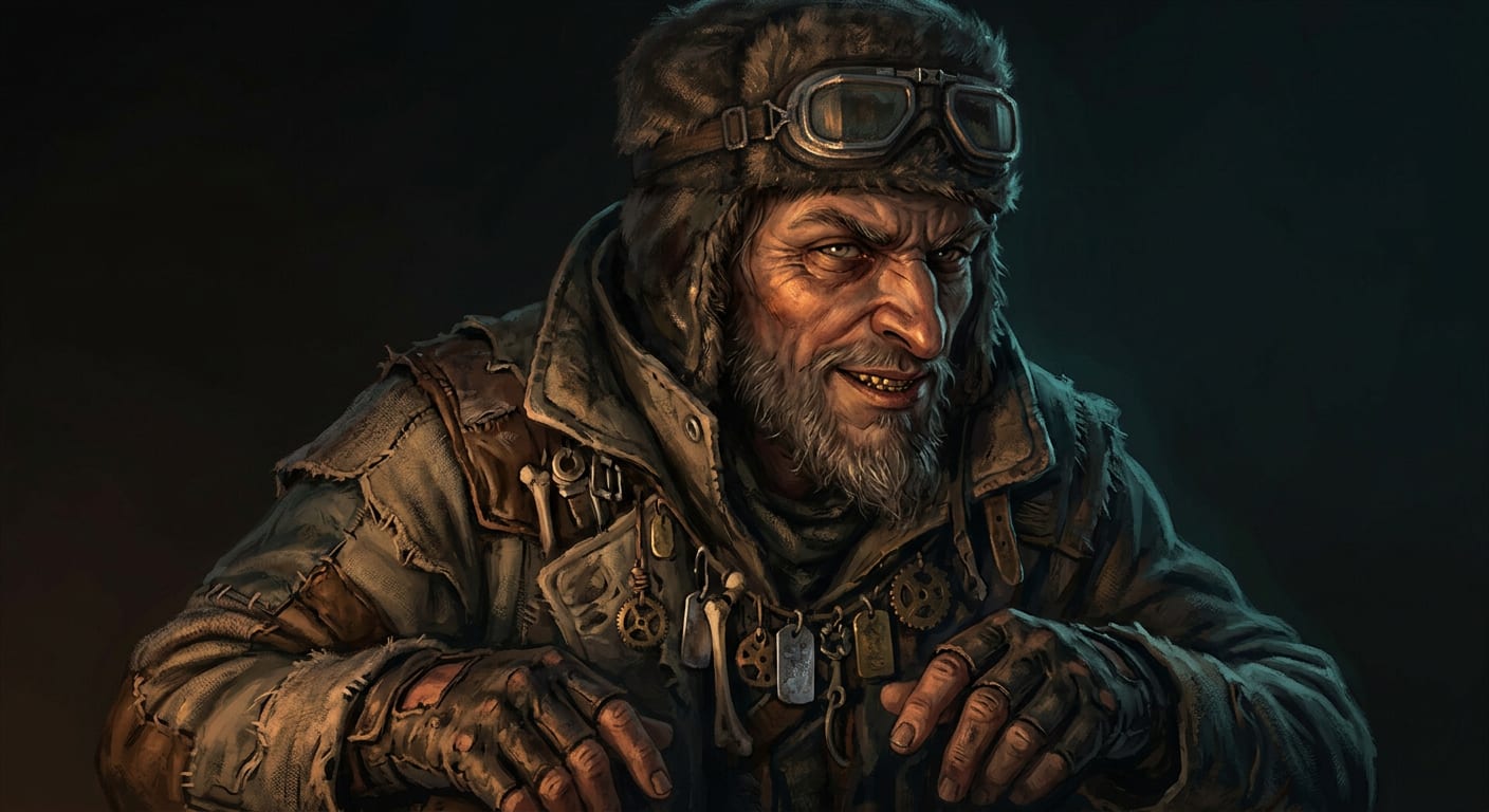 Image: Bust portrait of a shrewd frost-world salvage trad
