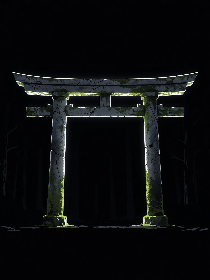 Stone Myojin Torii - Night Silhouette