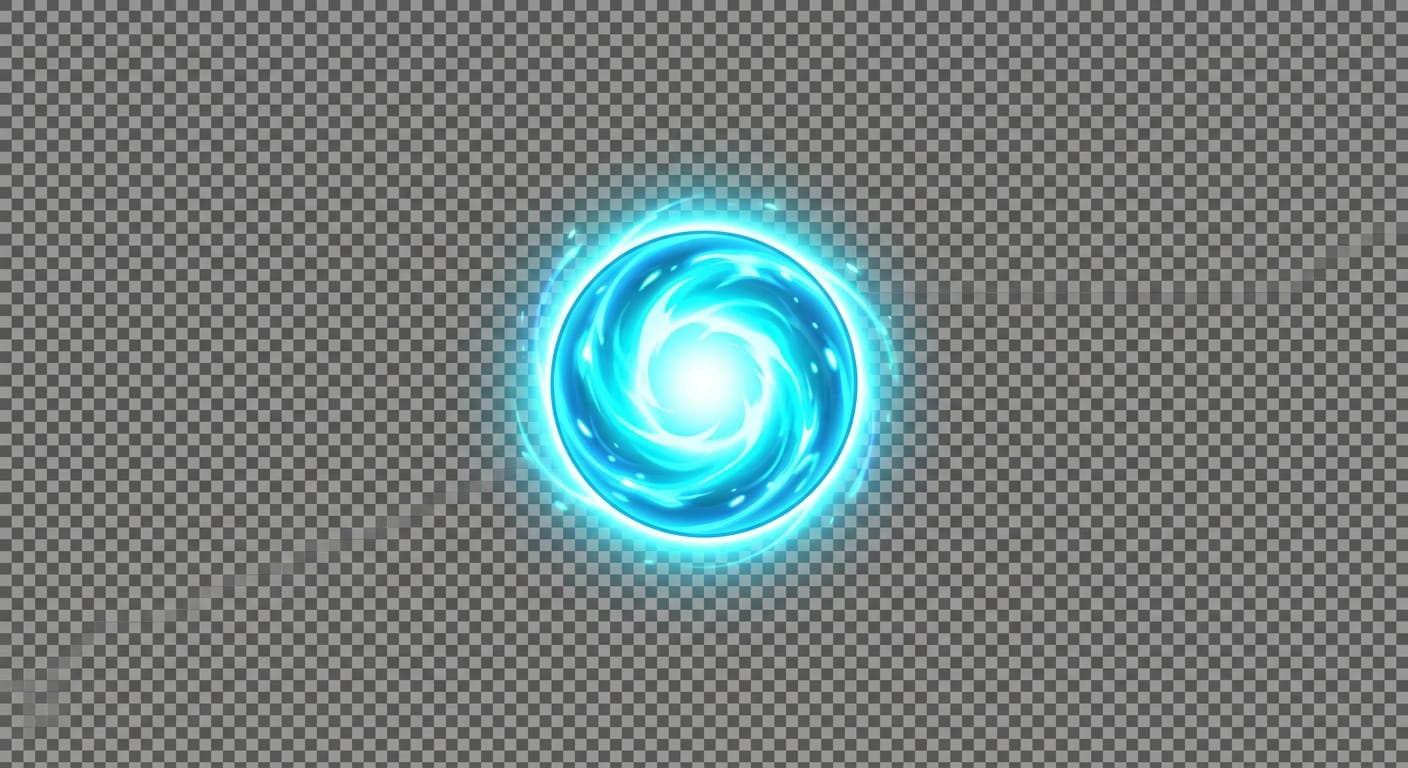 Image: Top-down 2D video game projectile sprite, a glowin