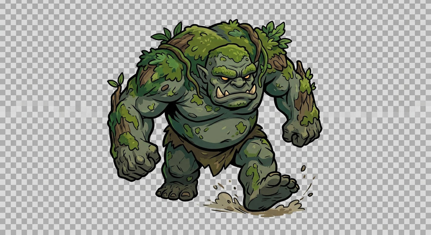 Image: Top-down 2D game enemy sprite: a large hulking for