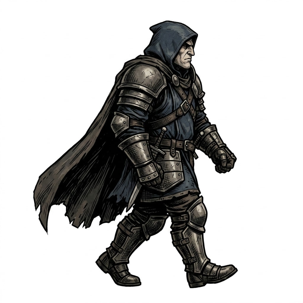 Image: The SAME character turned to a strict SIDE PROFILE