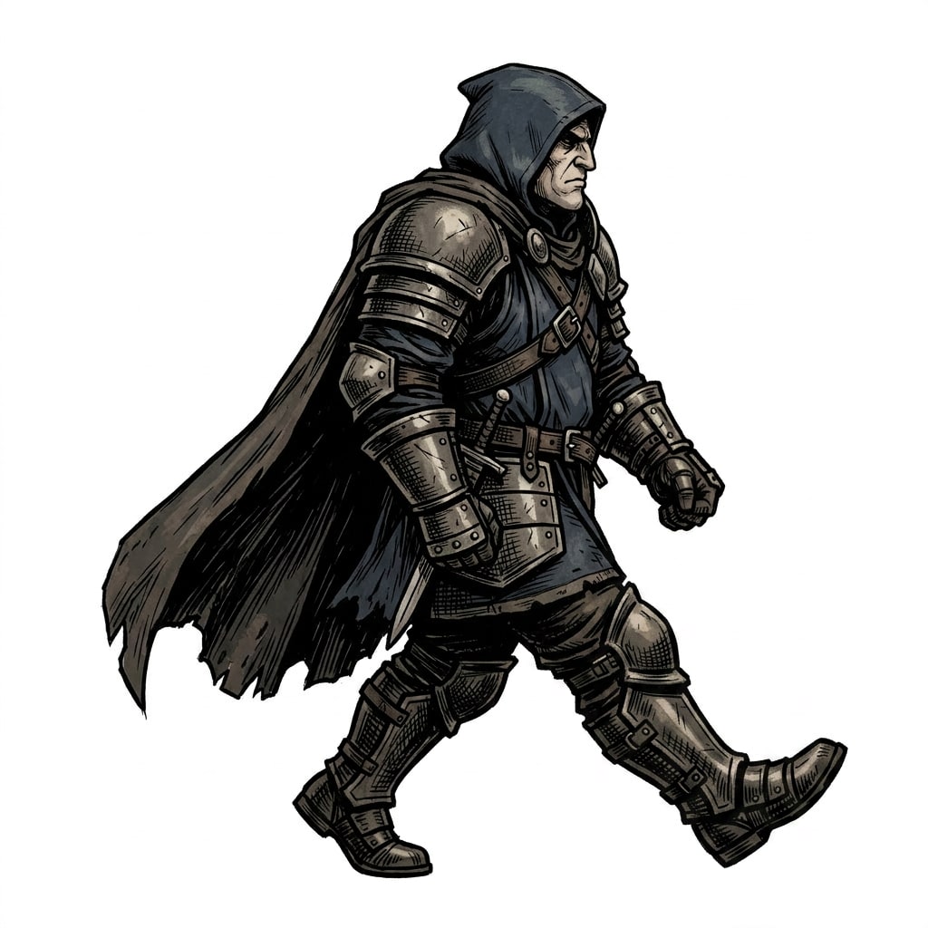 Image: Same knight, same armor, same strict SIDE PROFILE