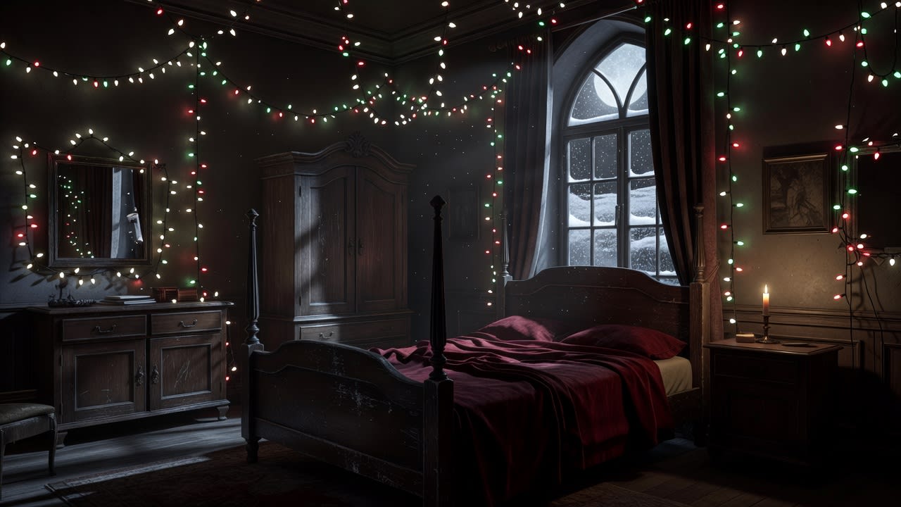 Naughty List Christmas Bedroom Menu Background