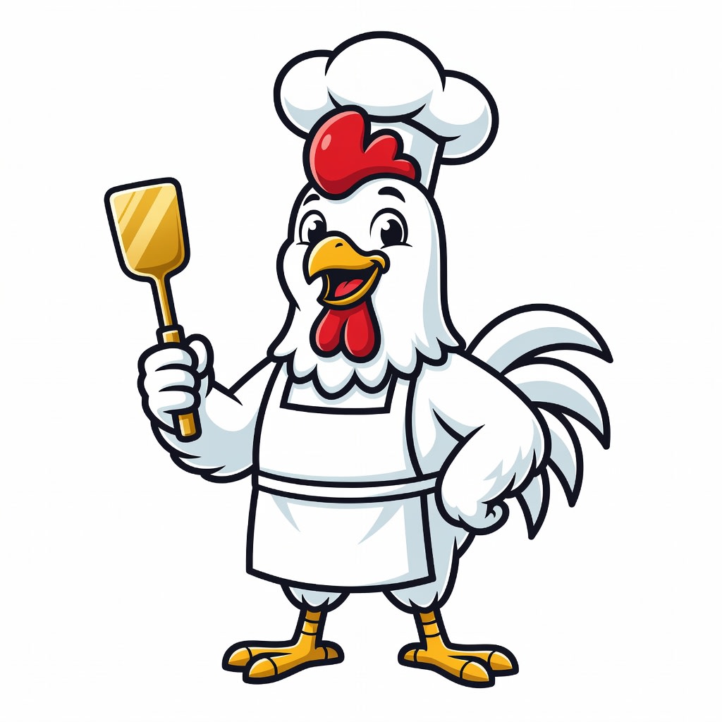 Galo Branco Chef Mascot