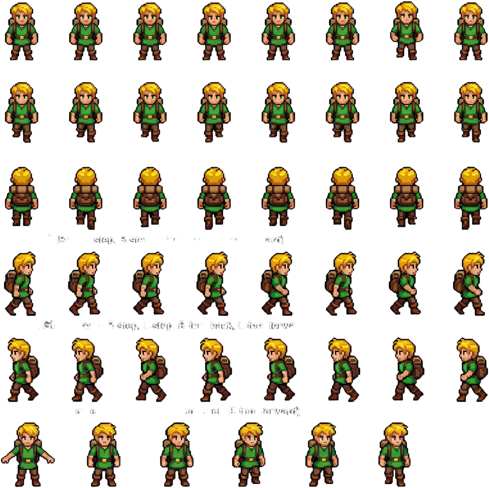 Pixel-art 32-bit Character Sprite