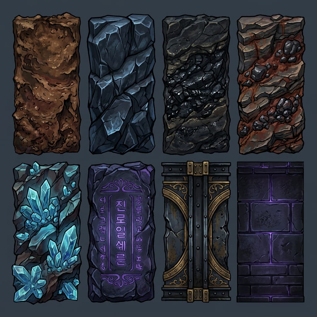Image: A hand-painted terrain material tilesheet for the