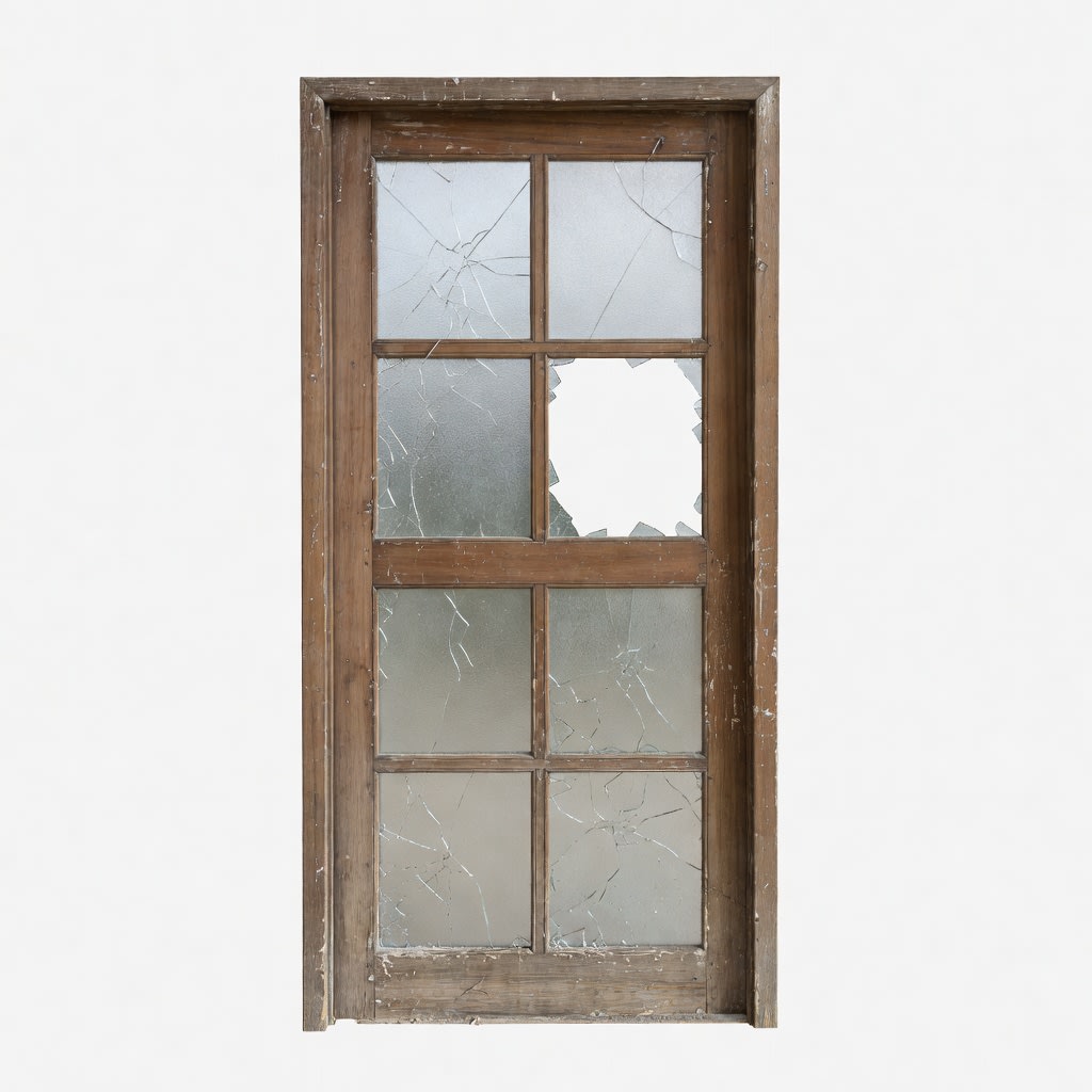 Broken Frosted Glass Door Frame Concept
