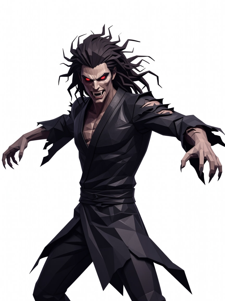 Wild Japanese Low-Poly Vampire Character Concept (2 / 4)