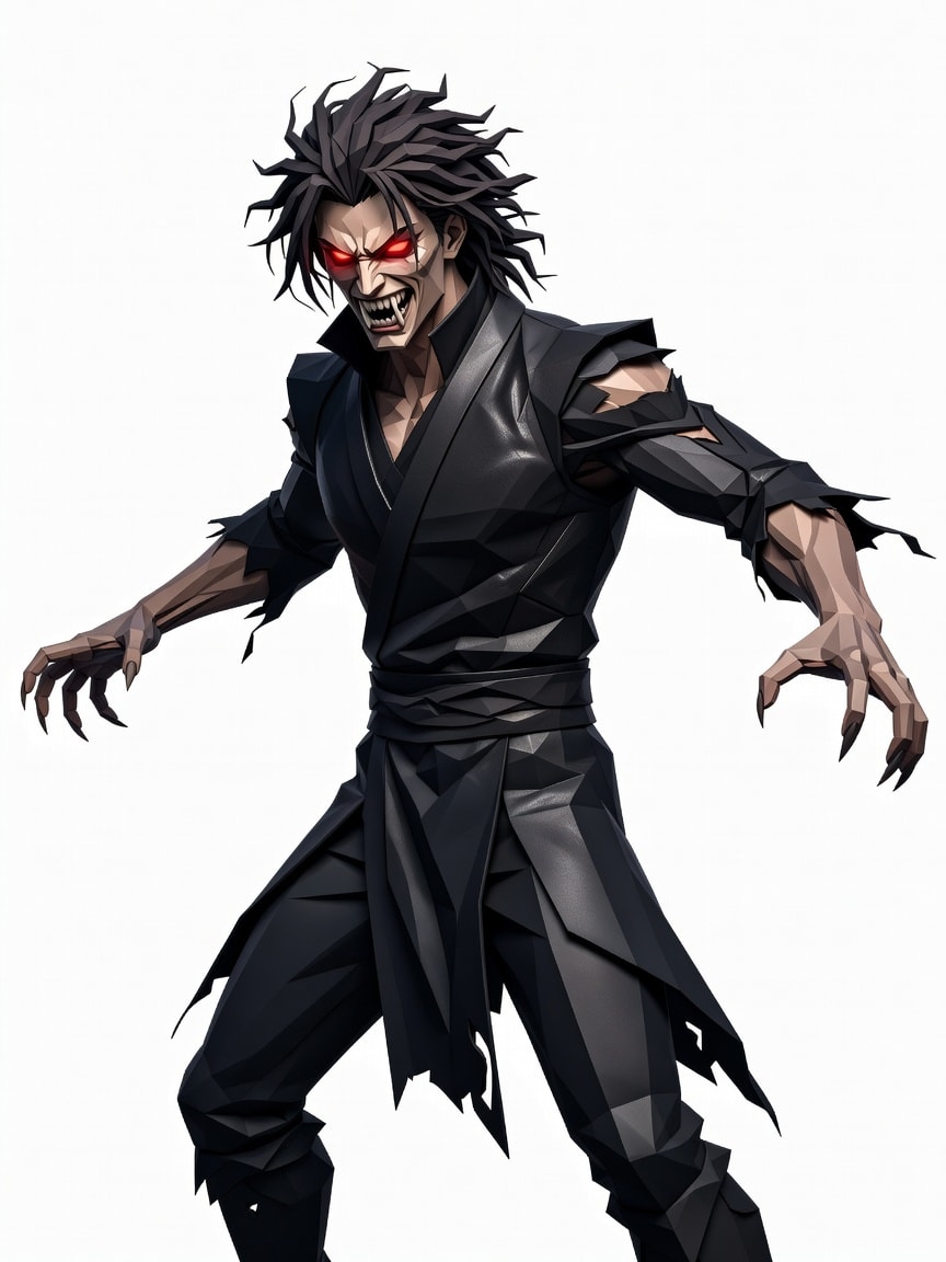 Wild Japanese Low-Poly Vampire Character Concept (3 / 4)