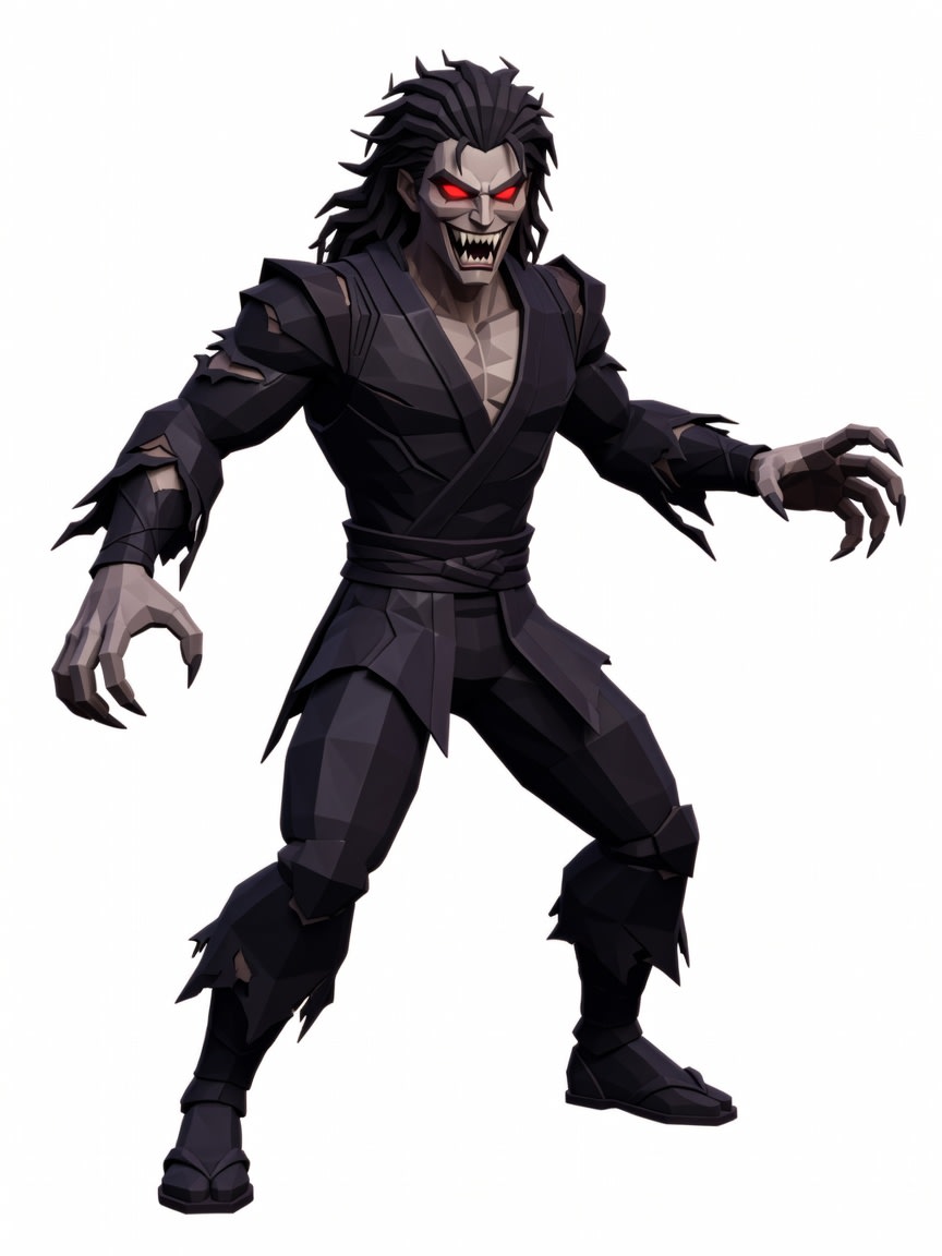 Ultra Low-Poly Wild Japanese Vampire Character Concept (3 / 4)