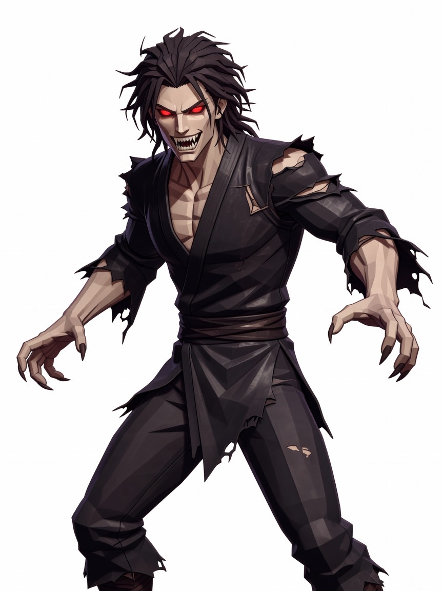 Ultra Low-Poly Wild Japanese Vampire Character Concept (4 / 4)