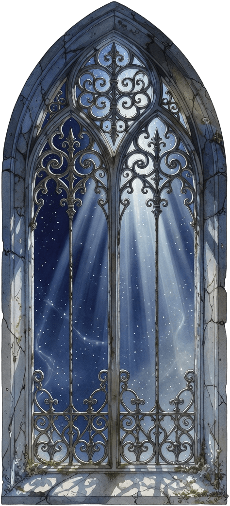 Moonlit Gothic Window
