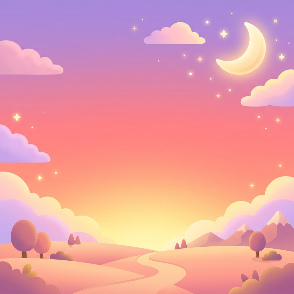 Image: clean flat mobile game background, warm twilight s