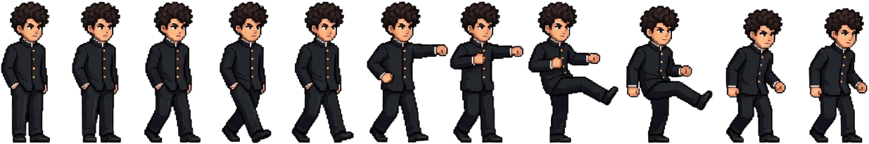 Kokushikan Student Multi-Frame Spritesheet
