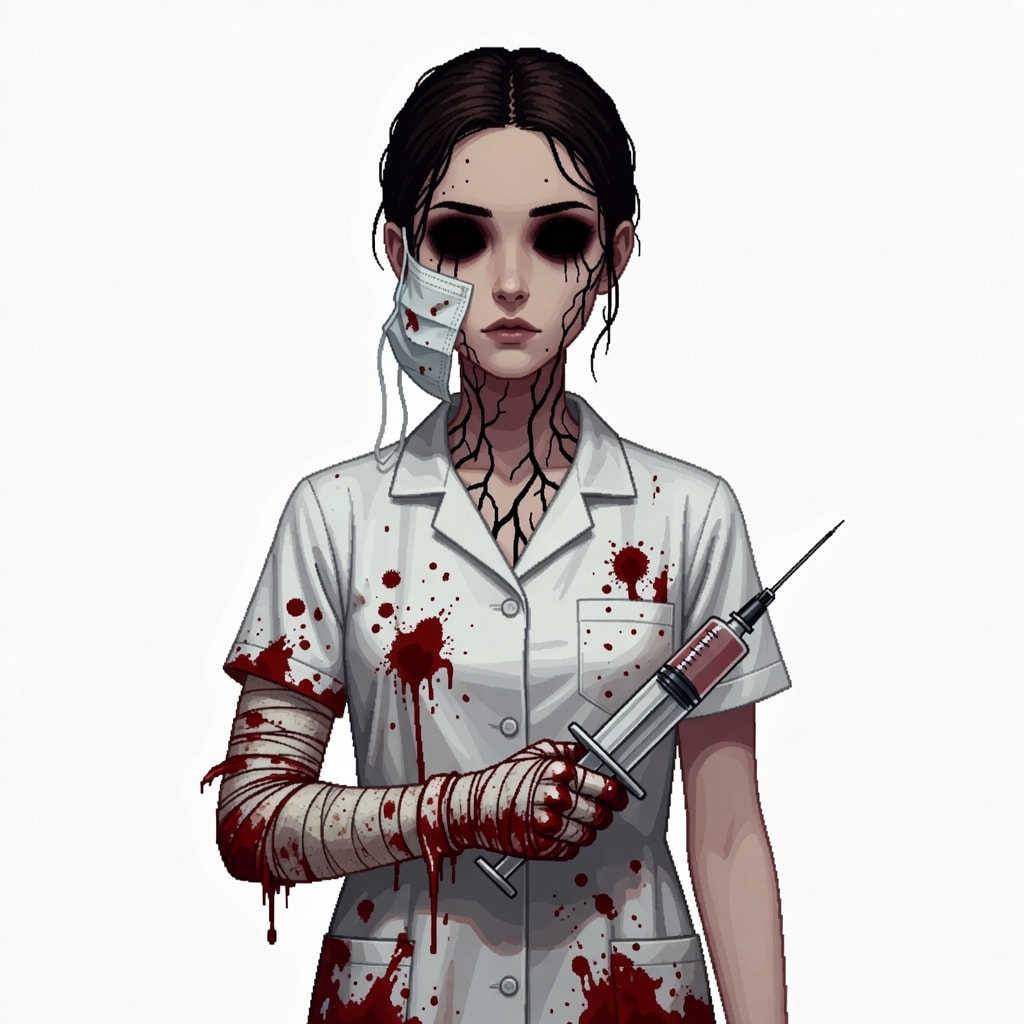 Sister Agony v2 - Nurse with black veins oversized syringe