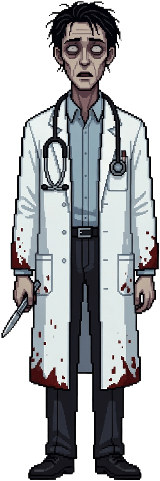 Doctor v4 - Tall calm doctor with lab coat and scalpel pixel art