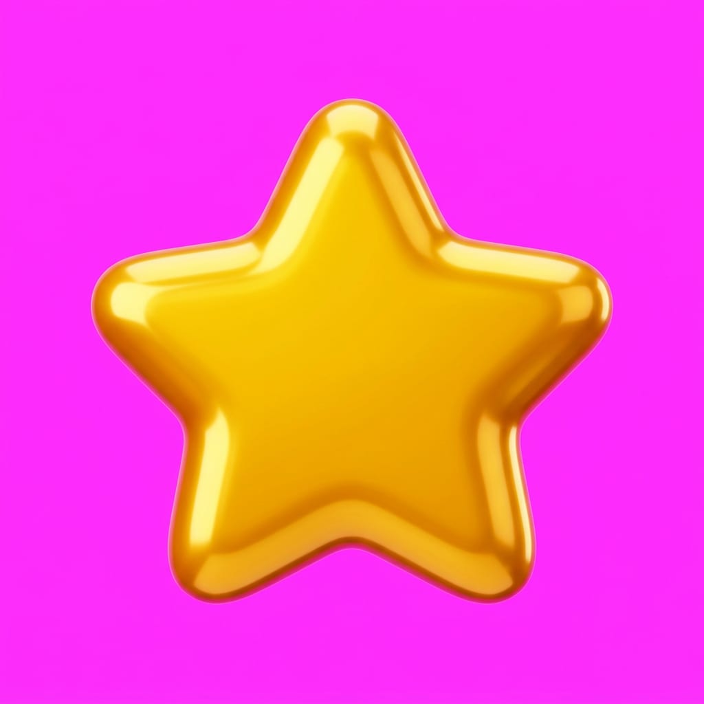 Image: glossy cute 3D cartoon game icon, a shiny golden f