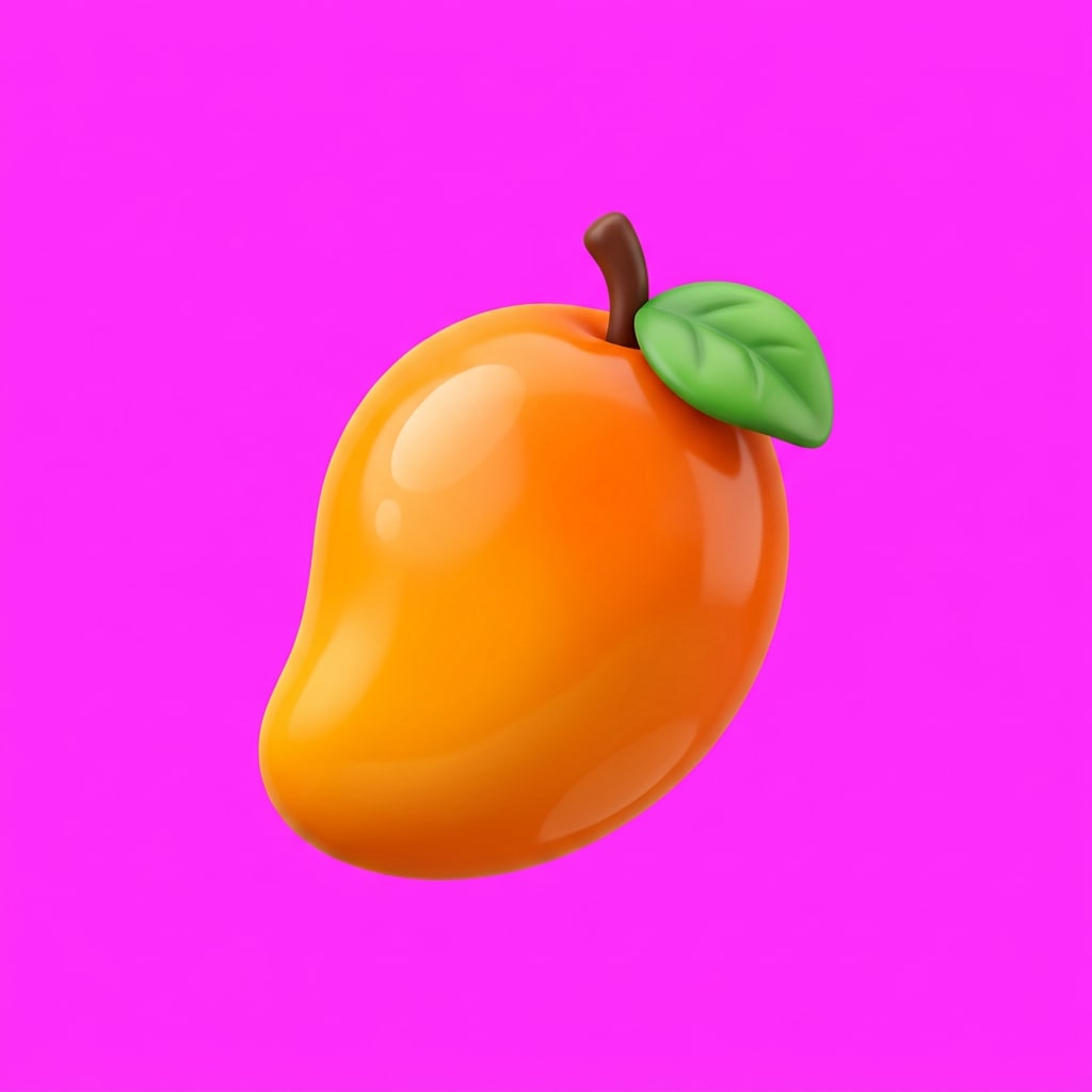 Image: glossy cute 3D cartoon game icon, a ripe orange ma