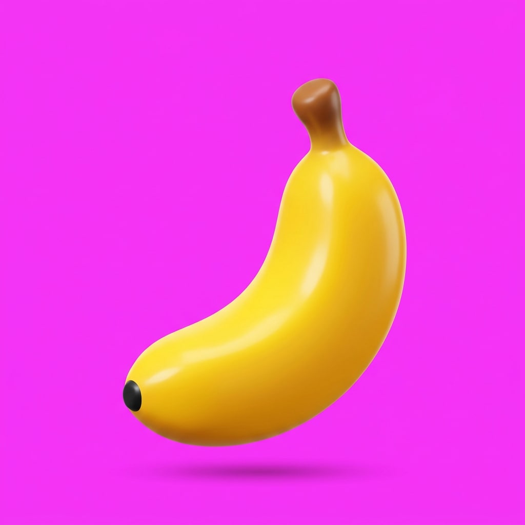 Image: glossy cute 3D cartoon game icon, a ripe yellow ba
