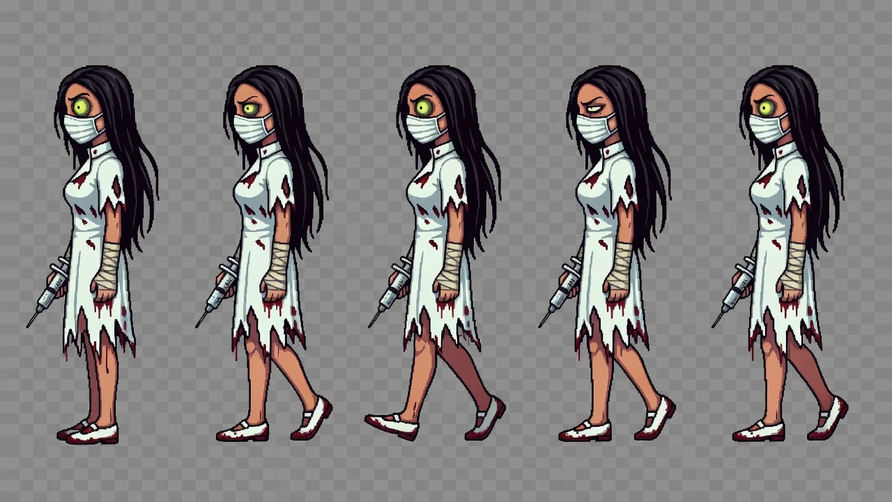 Nurse Walk Cycle Sprite Sheet (2 / 2)
