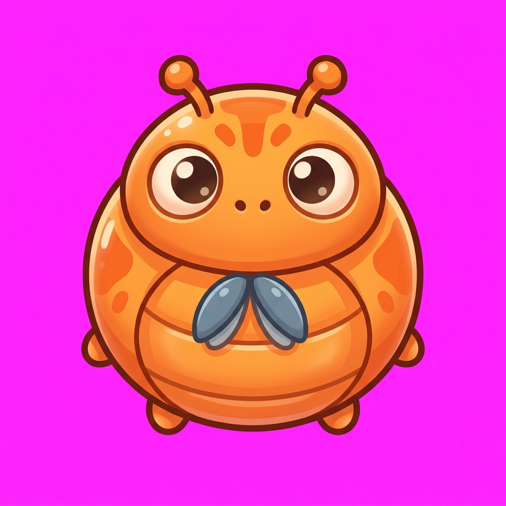 Image: top-down cute round monster game sprite, a chubby