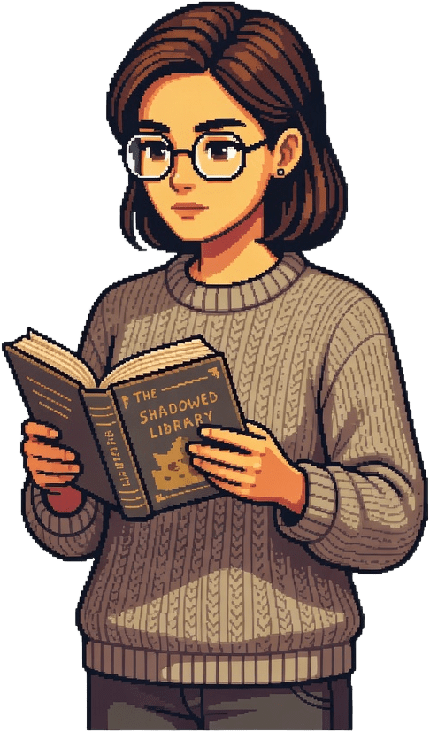 Clara reading - isolated pixel art