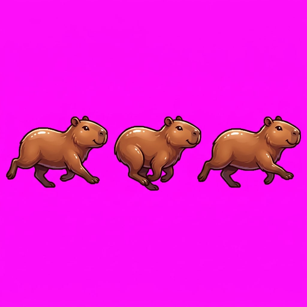 Image: video game sprite sheet, 3 frames in a single hori