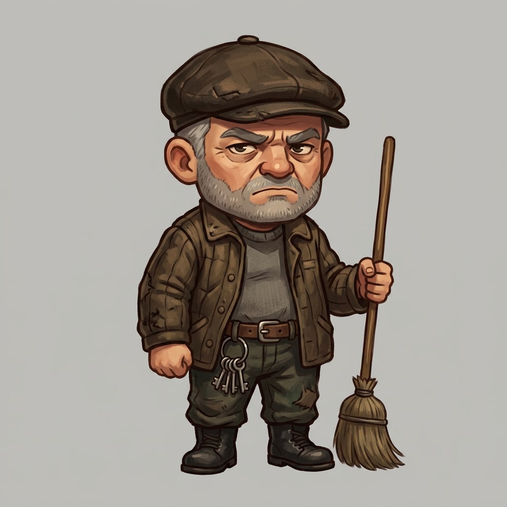 Image: Chibi stylized cartoon character, a 1940s Soviet b