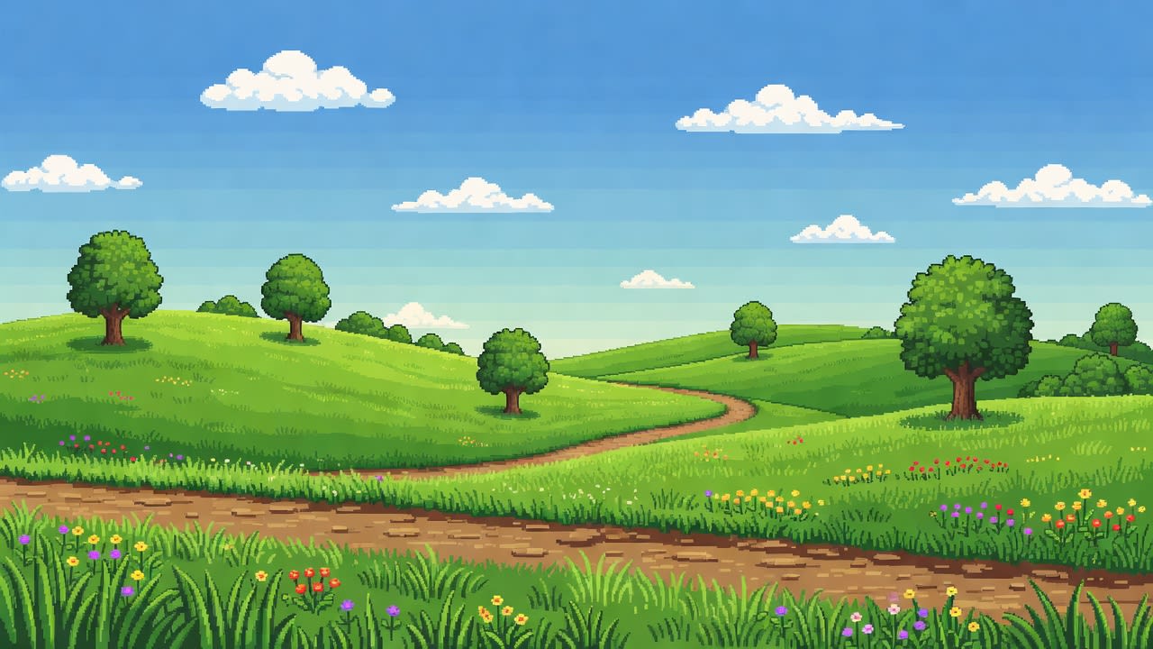 Pixel Art Meadow Background