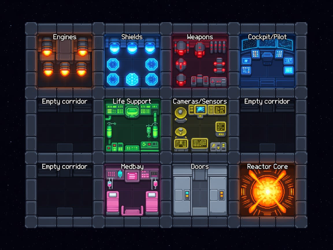 Pixel art spaceship interior top-down (4 / 4)