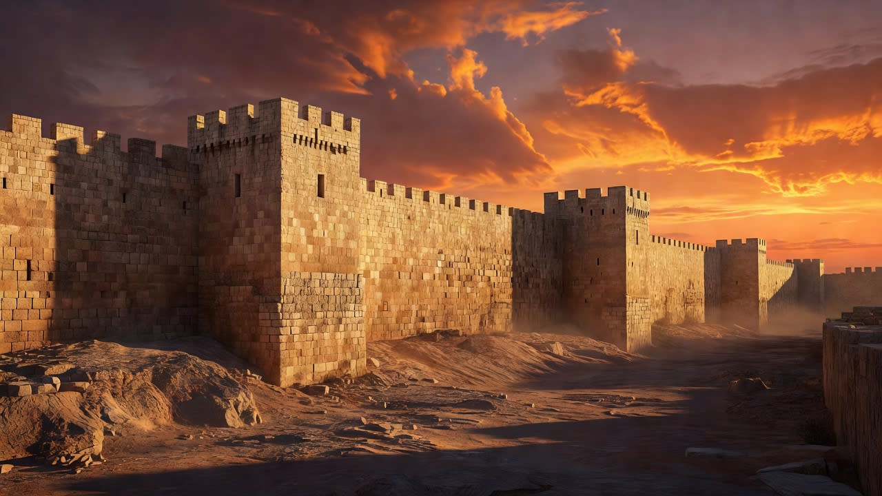 Jerusalem Ancient Walls Sunset