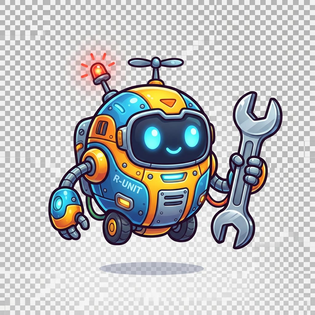 Image: A game UI icon of a small repair drone holding a w