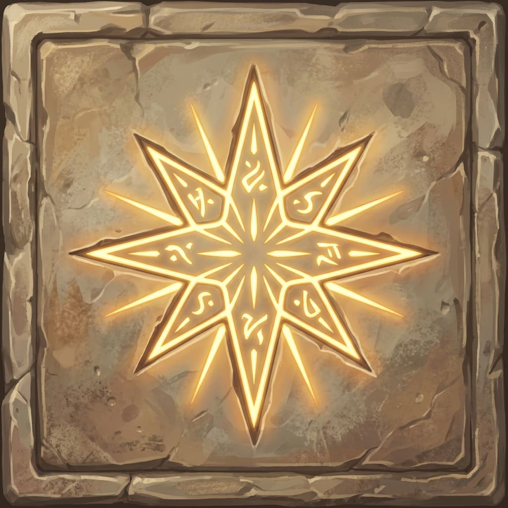 Image: a glowing golden objective marker, a shining star