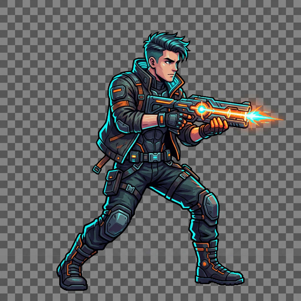 Image: Full-body 2D game character sprite of a brave youn