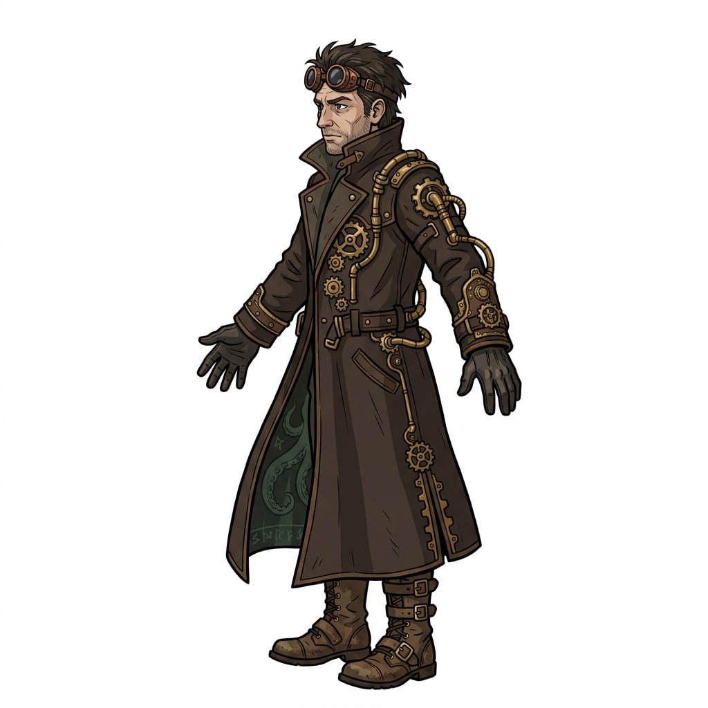 Steampunk Cthulhu Investigator - Idle Pose