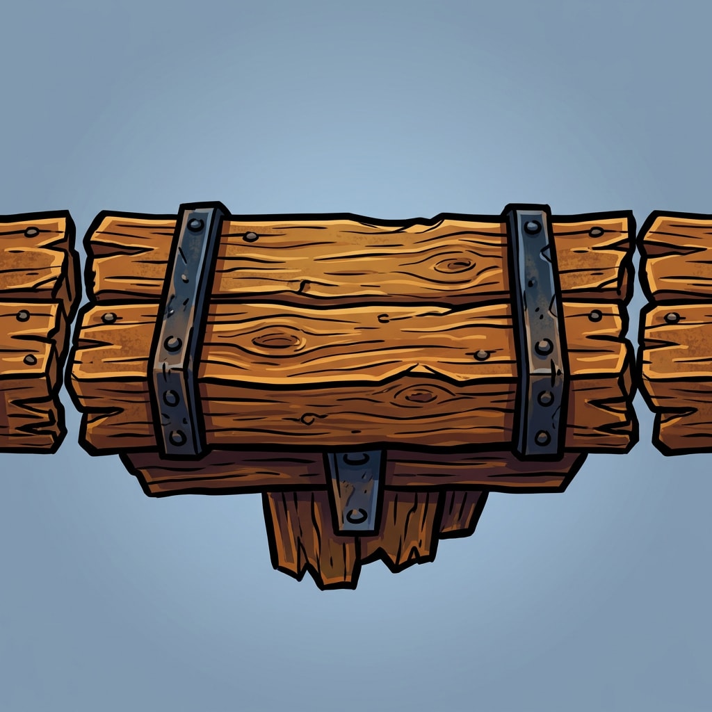 Image: 2D platform game floating platform tile, wooden pl