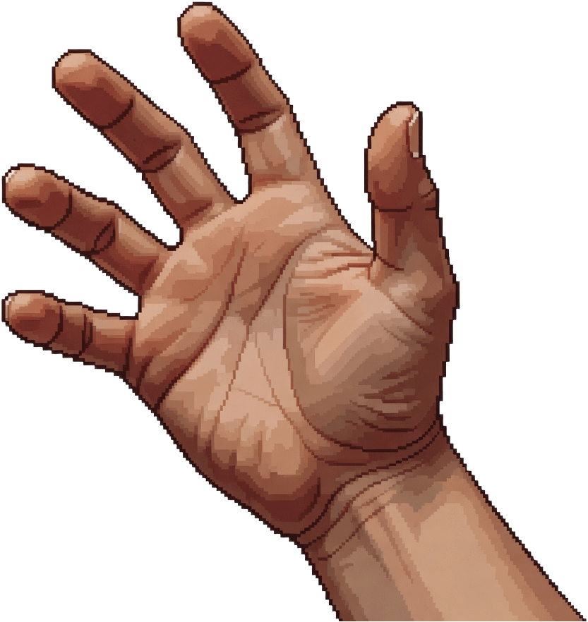 Pixel art realistic first-person hand (1 / 2)