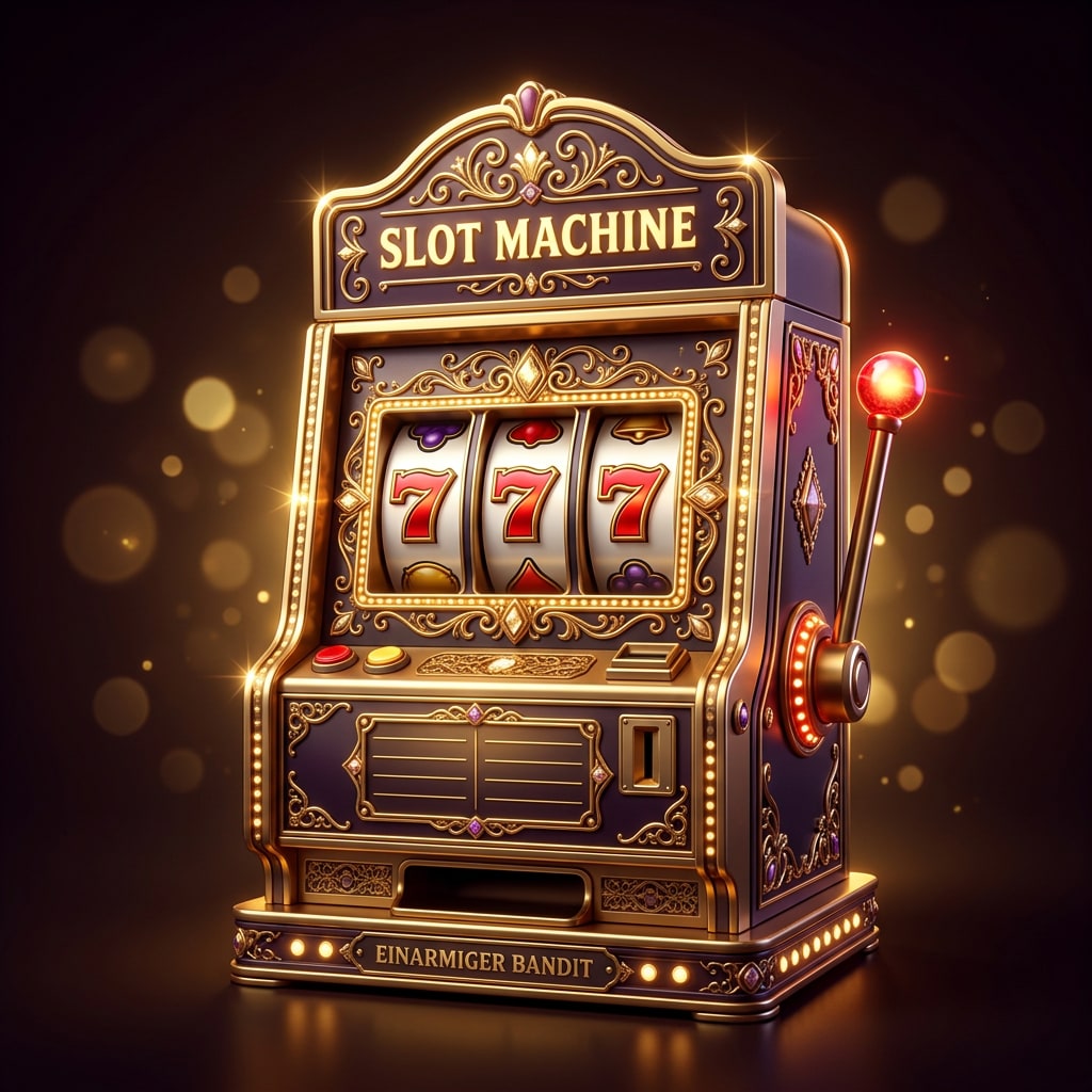Image: A premium casino icon illustration of a one-armed 