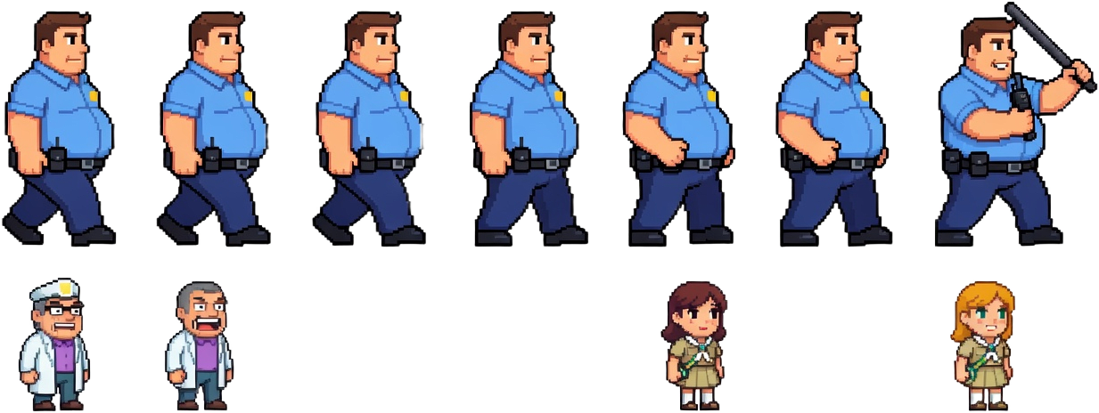 Kevin Mall Cop Sprite Sheet v2 (1 / 4)