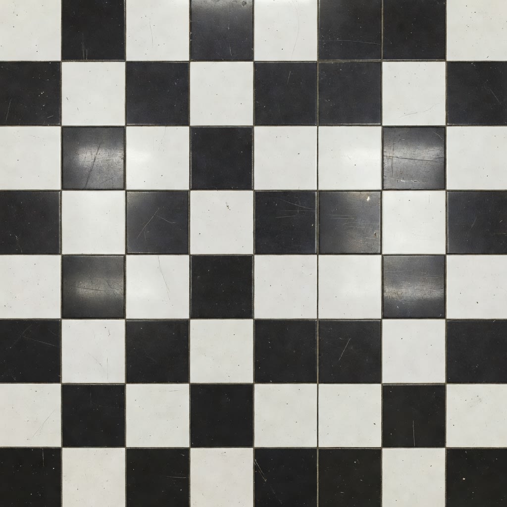 Worn Checkerboard Floor