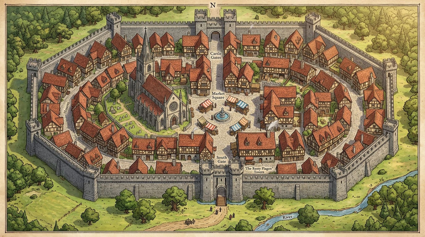 Walled Medieval Town Map v3